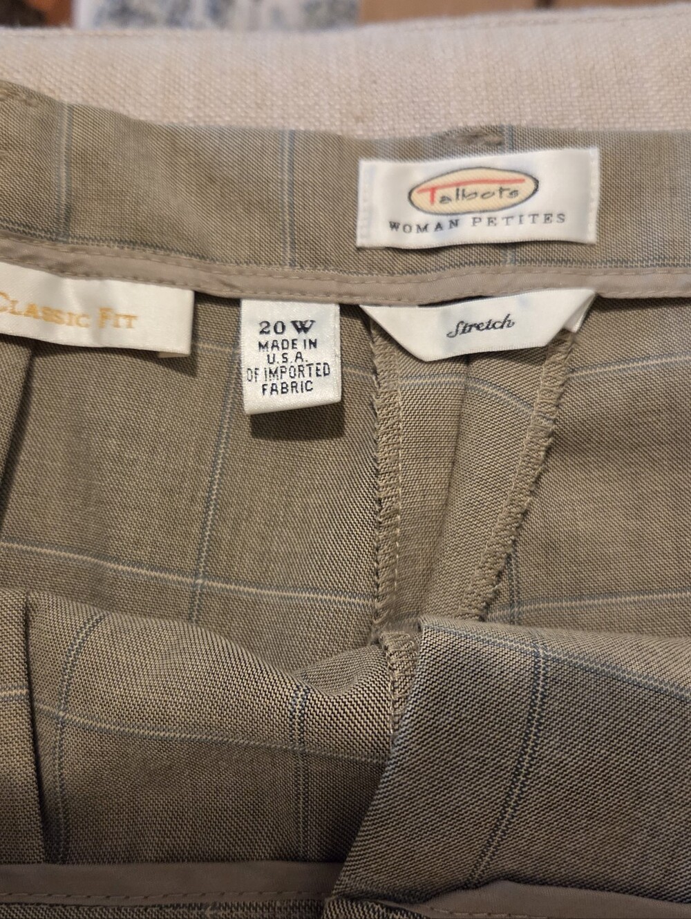 Talbots Petites Pleated Ankle Plaid Dress Pants - Beige - Picture 9 of 13